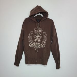 OBEY Brown Zip-up Hoodie Sweatshirt